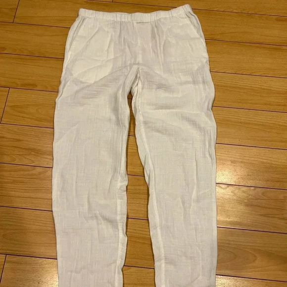 EILEEN FISHER NEW Organic Cotton Gauze Easy Fit Tapered Pants White S - Picture 4 of 6